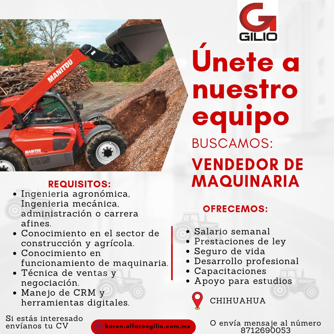 Banner del anuncio de la vacante: MANITOU · MANTON · REQUISITOS: · • Ingenieria agronómica, · Ingenieria mecánica, · administración o carrera · afines. · • Conocimiento en el