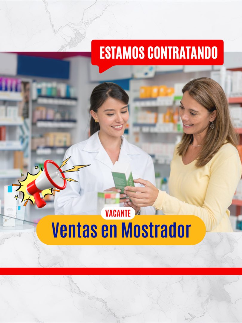 Banner del anuncio de la vacante: ESTAMOS CONTRATANDO · VACANTE · Ventas en Mostrador