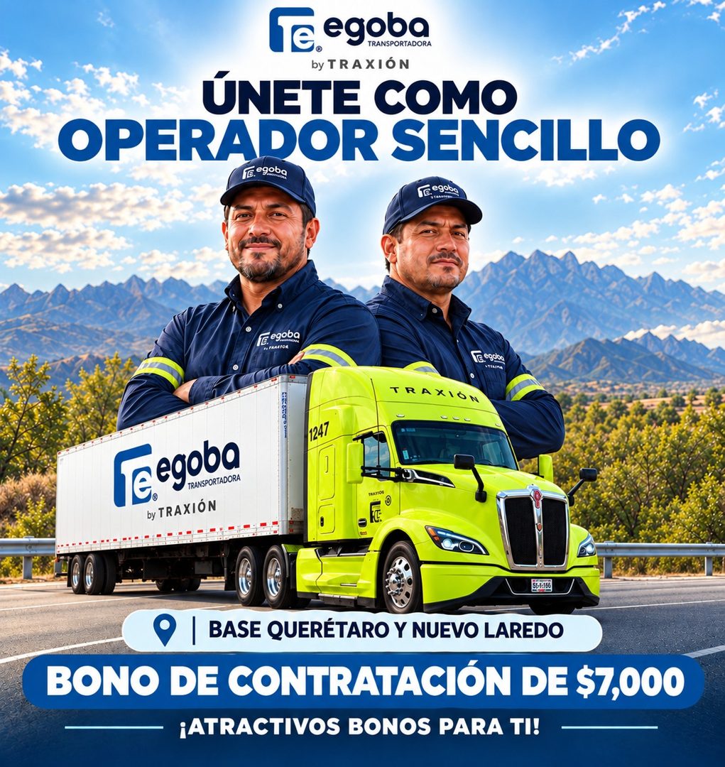 Banner del anuncio de la vacante: fcegoba · by TRA XIÓN · ÚNETE COMO · OPERADOR SENCILLO · fe egoba · Te egoba · "PRALTOR · Te egooo · ATTAINA · TRAXIÓN · 1247 · Feegoba · 56