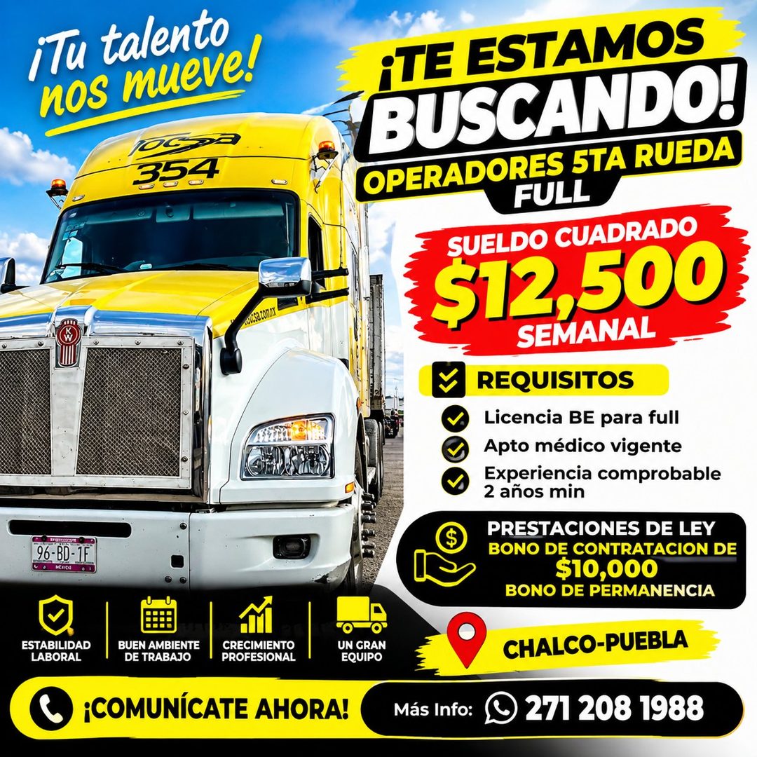 Banner del anuncio de la vacante: iTu talento · nos mueve! · 354 · 96- BD- 1F · ESTABILIDAD · LABORAL · BUEN AMBIENTE · DE TRABAJO · CRECIMIENTO · PROFESIONAL · ¡COMUNÍCATE A