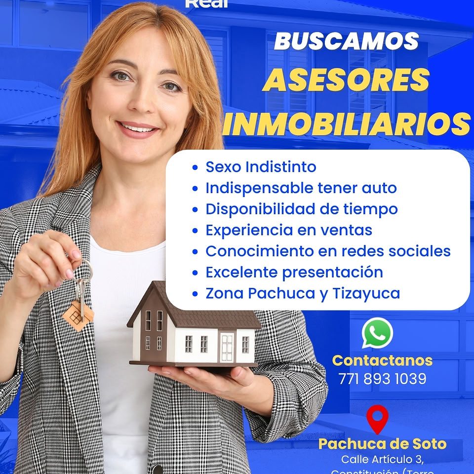 Banner del anuncio de la vacante: neal · BUSCAMOS · ASESORES · INMOBILIARIOS · • Sexo Indistinto · • Indispensable tener auto · • Disponibilidad de tiempo · • Experiencia en 