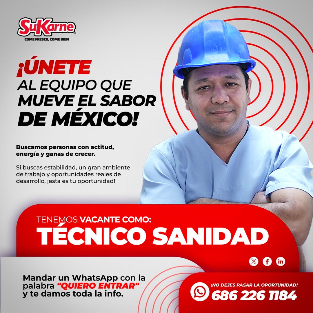 Banner del anuncio de la vacante: SiKarne · COME FRESCO, COME BIEN · jÚNETE · AL EQUIPO QUE · MUEVE EL SABOR · DE MÉXICO! · Buscamos personas con actitud, · energía y ganas d