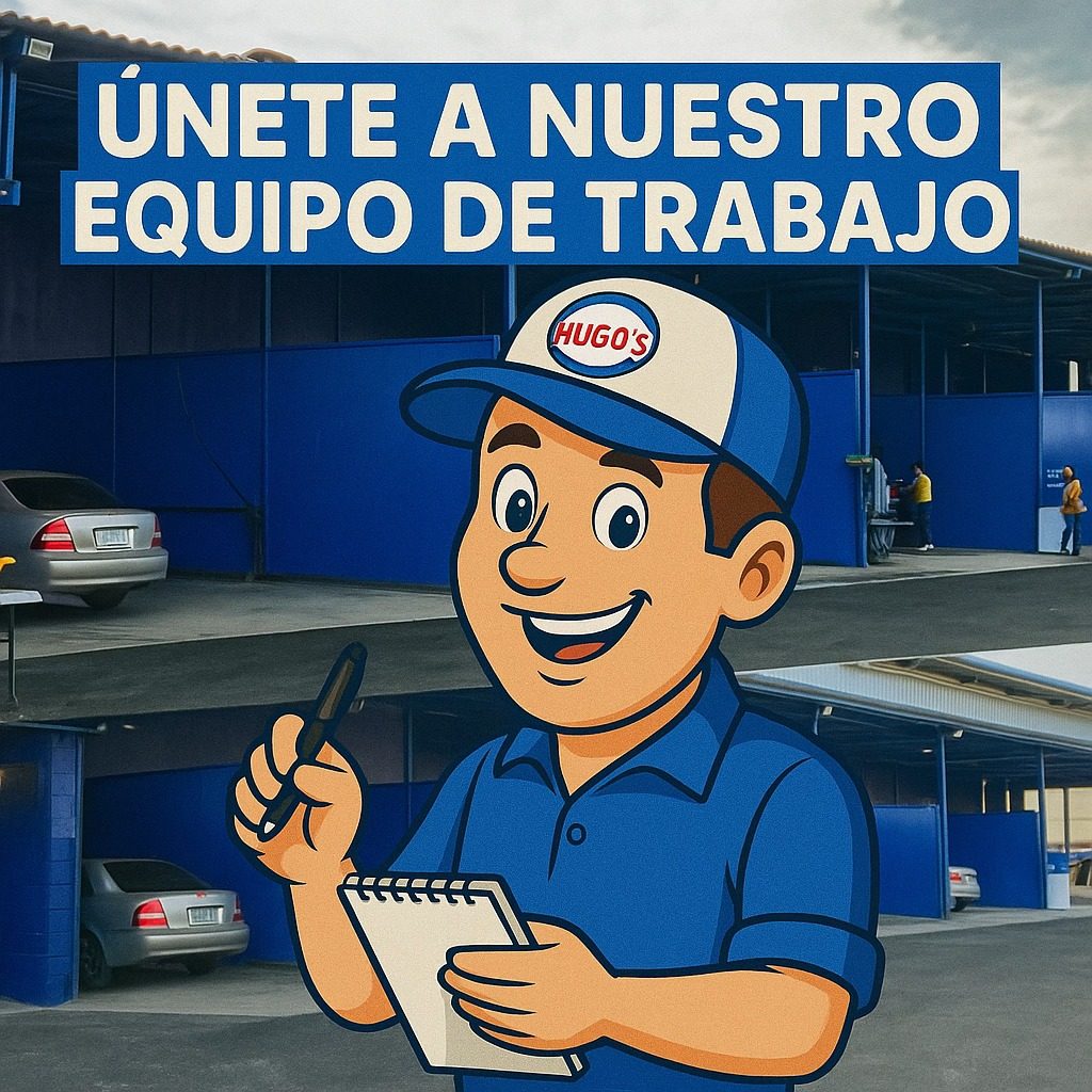 Banner del anuncio de la vacante: ÚNETE A NUESTRO · EQUIPO DE TRABAJO · HUGO'S