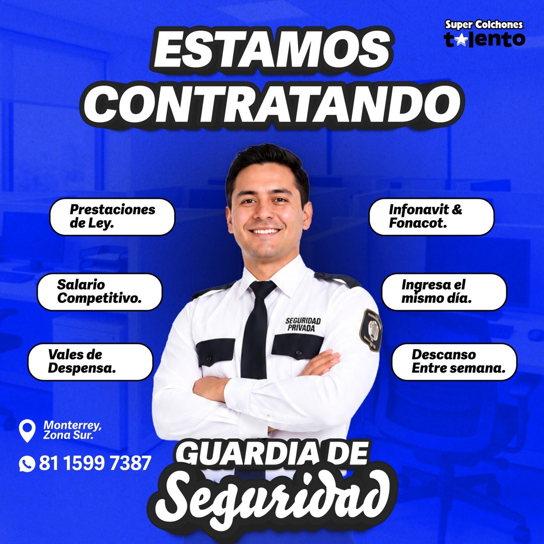 Banner del anuncio de la vacante: ESTAMOS · CONTRATANDO · Super Colchones · talento · Prestaciones · de Ley. · Infonavit & · Fonacot. · Salario · Competitivo. · Ingresa el · 