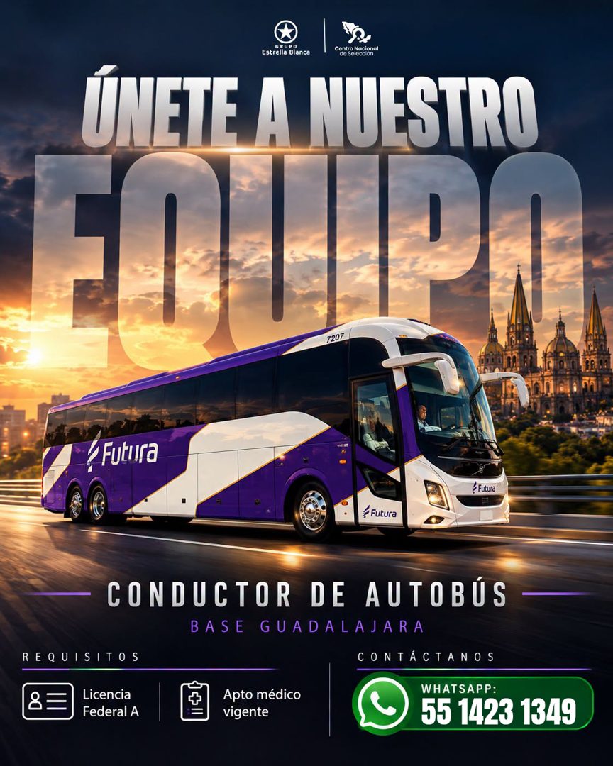 Banner del anuncio de la vacante: GRUPO · Estrella Blanca · Centro Nacione · le Selecció · ÚNETE A NUESTRO · 5102 · / Futura · Futura · Futura · REQUISITOS · 8 · Licencia · F