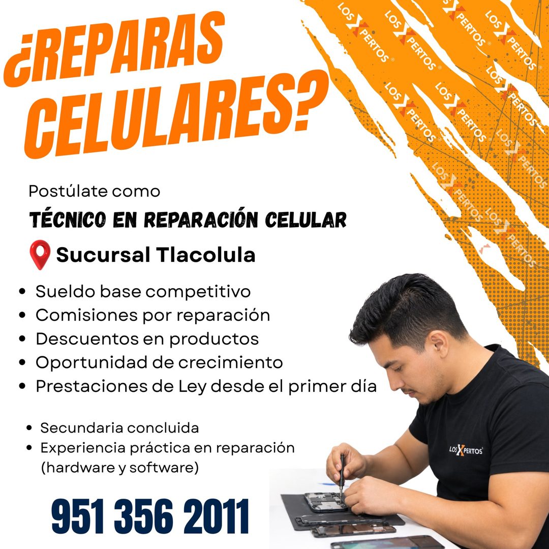 Banner del anuncio de la vacante: GREPARAS · CELULARES? · LOS PERTOS · ZAPERTOS · LOS · "PERTOS: · LOS Y · PERTOS® · LOS PERTO! · LOS) PERTOS · LOS PERTOS® · •LOS · PERTOS. ·