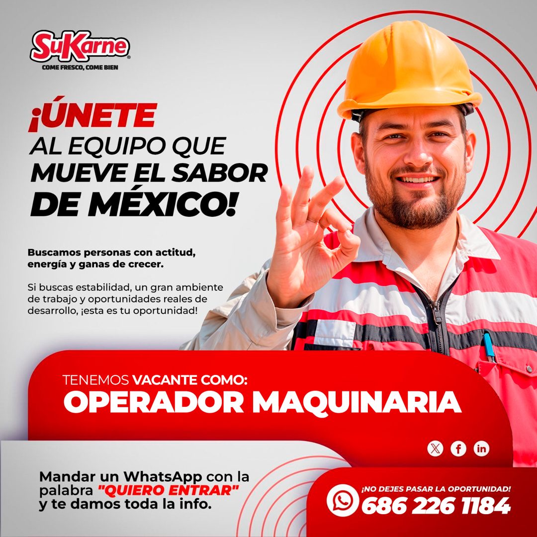 Banner del anuncio de la vacante: SiKarne · COME FRESCO, COME BIEN · jÚNETE · AL EQUIPO QUE · MUEVE EL SABOR · DE MÉXICO! · Buscamos personas con actitud, · energía y ganas d