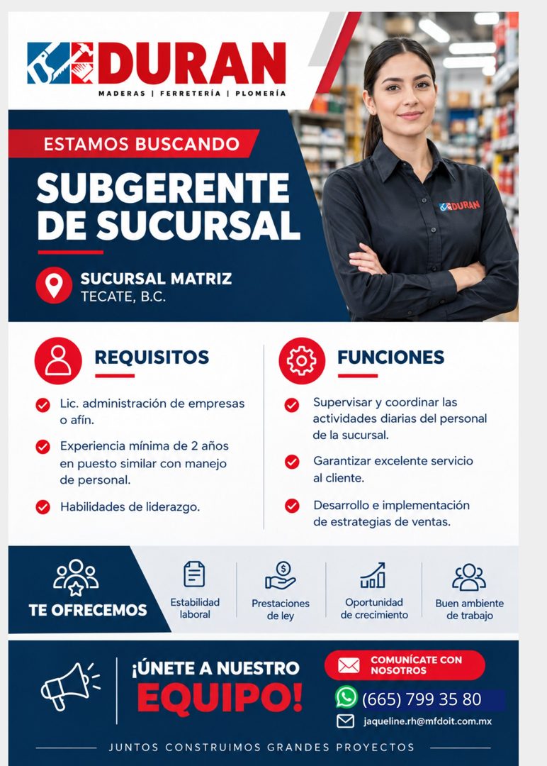 Banner del anuncio de la vacante