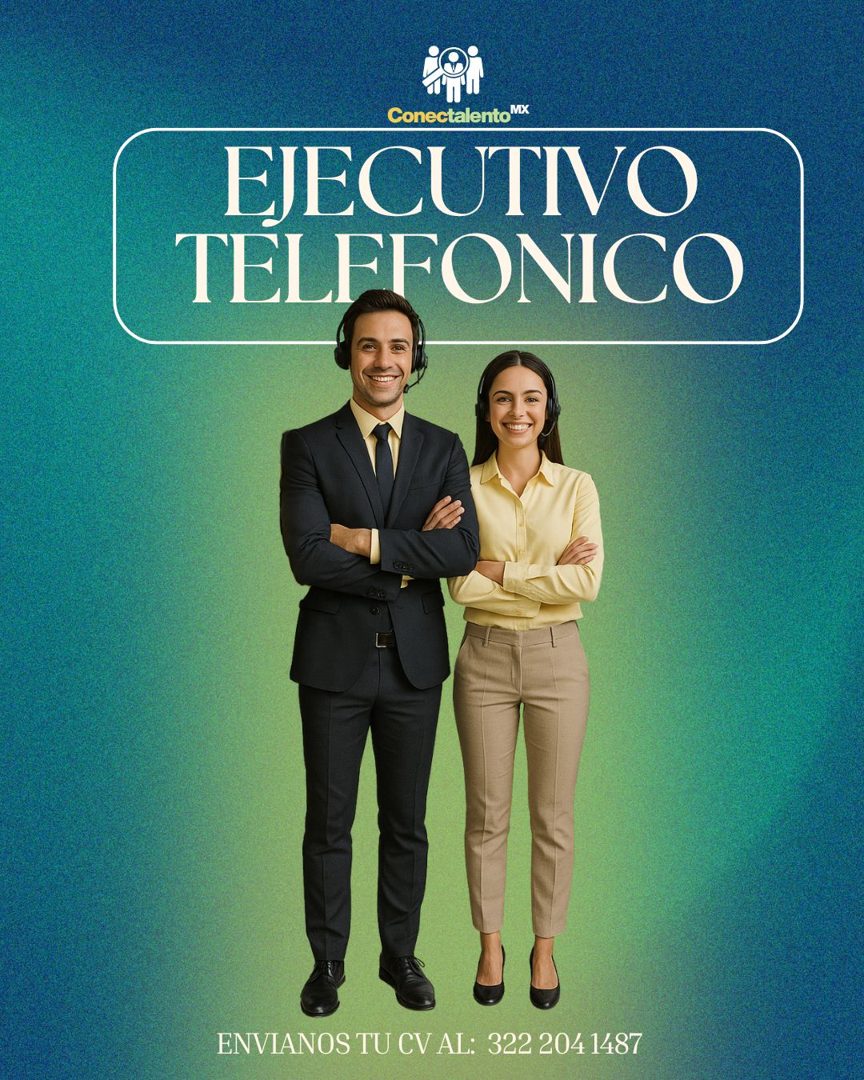 Banner del anuncio de la vacante: Conectalento™x · EJECUTIVO · TELFFONICO · ENVIANOS TU CV AL: 322 204 1487