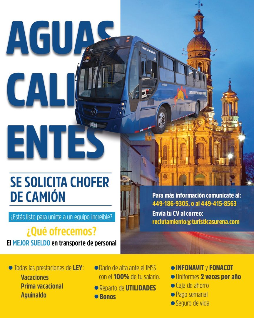 Banner del anuncio de la vacante: AGUAS · TURISTICA SURERA · CALI · VENGOS · TRAS ME DEN EFE · ENTES · SE SOLICITA CHOFER · DE CAMIÓN · ¿Estás listo para unirte a un equipo i