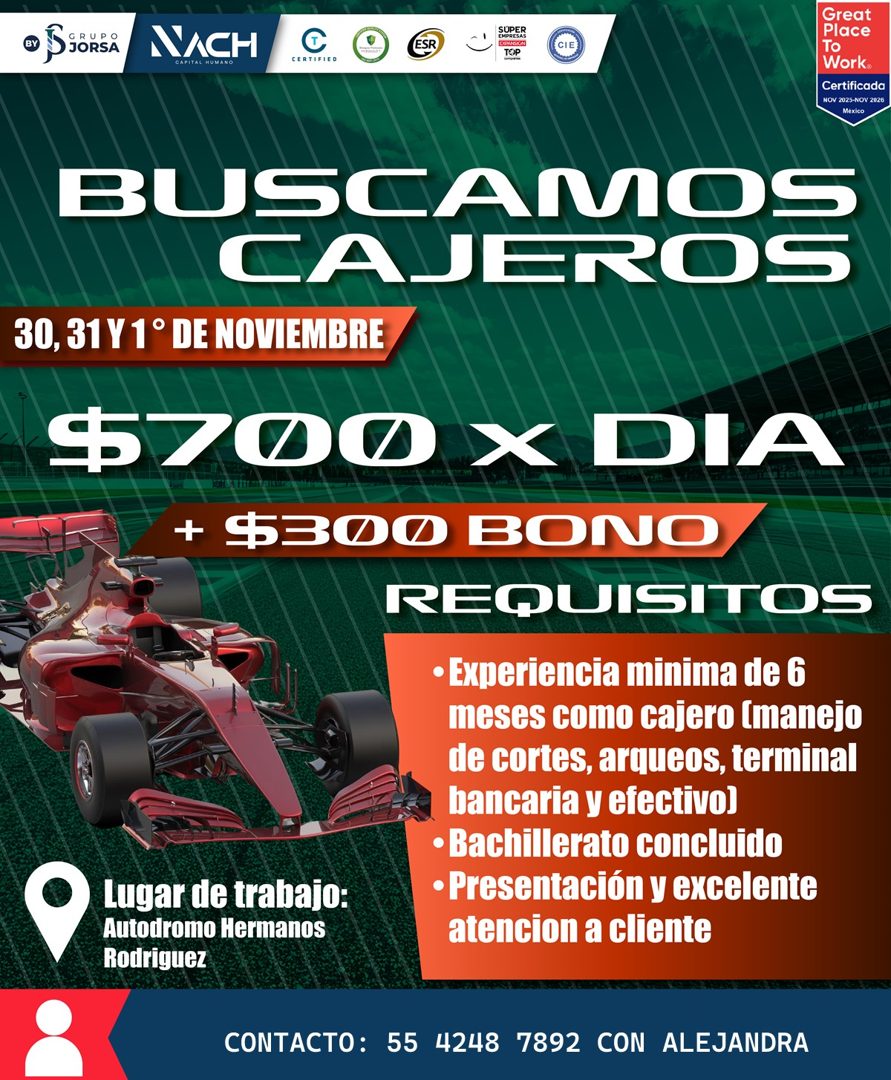 Banner del anuncio de la vacante: GRUPO · @ DiORSA · NACH · C · ESR · SUPER · AHUESAS · TEP · CIE · Great · Place · To · Work. · Certificada · NO CORON 4040 · BUSCAMOS · CAJE