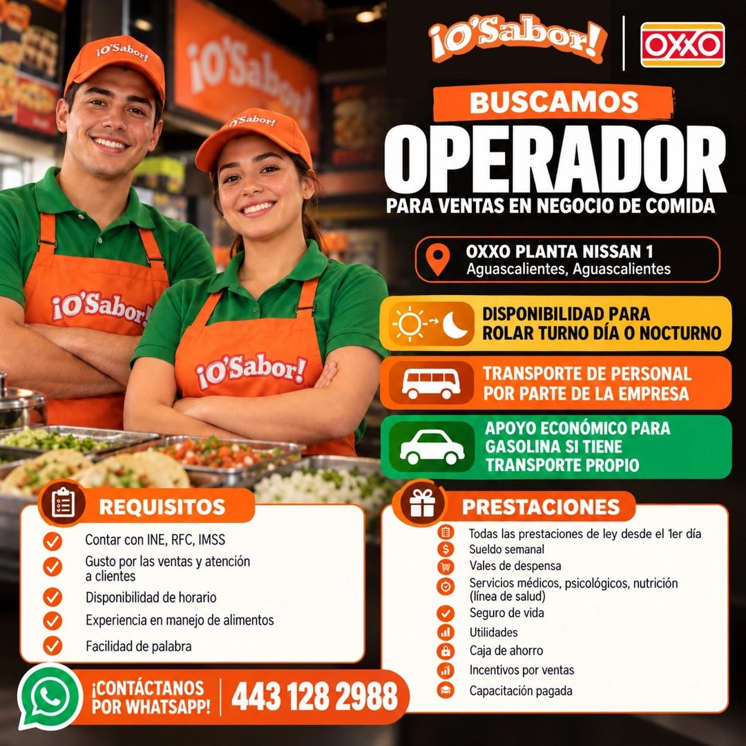 Banner del anuncio de la vacante: LO Saboy · Sabor! · ¡O Sabor · go Sabor! · REQUISITOS · Contar con INE, RFC, IMSS · Gusto por las ventas y atención · a clientes · Disponibi