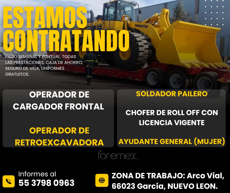 Banner del anuncio de la vacante: ESTAMOS · CONTRATANDO · PAGO SEMANAL Y PUNTUAL, TODAS · LAS PRESTACIONES, CAJA DE AHORRO, · SEGURO DE VIDA, UNIFORMES · GRATUITOS. · KOMAY'S