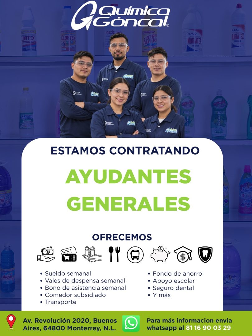 Banner del anuncio de la vacante: ORTEX · CLORT · Geunica. · CLORO · ALAM D · MUR ATEN · ALAMO · NURIA "EXI · camcal · spaR · DE ALGE VERA · LO DETE · Japones · ESTAMOS CONTR