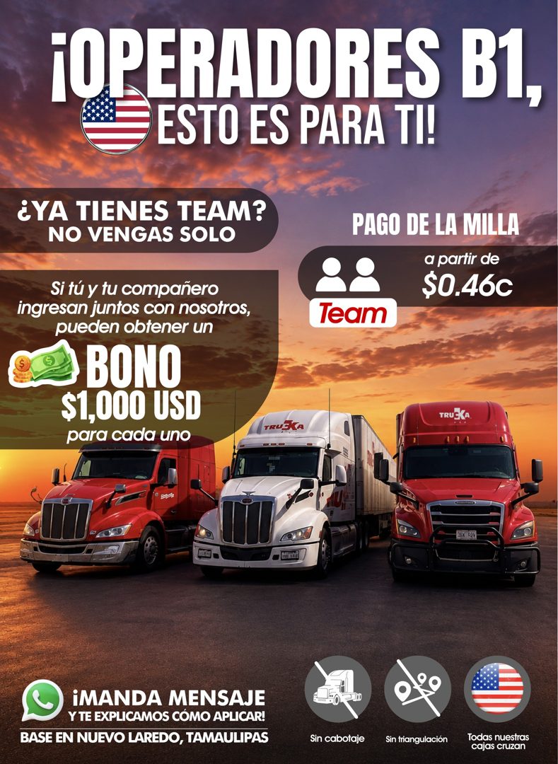 Banner del anuncio de la vacante: ¡OPERADORES B1, · ESTO ES PARA TI! · ¿YA TIENES TEAM? · NO VENGAS SOLO · Si tú y tu compañero · ingresan juntos con nosotros, · pueden obten