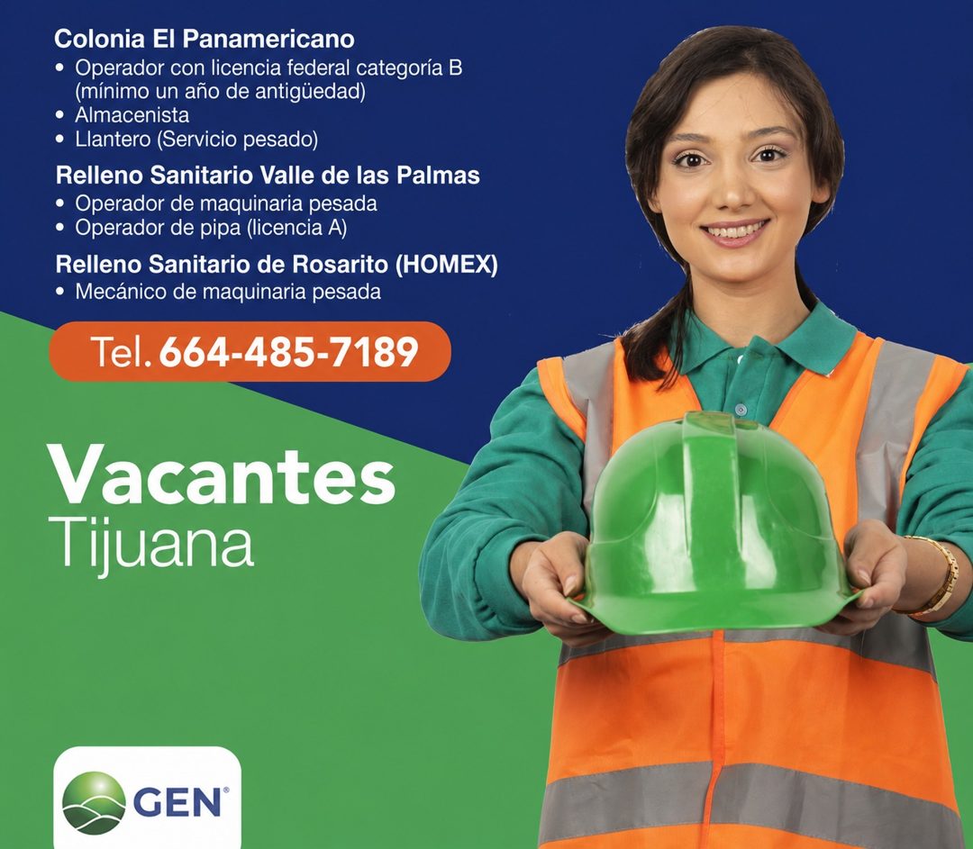 Banner del anuncio de la vacante: Colonia El Panamericano · • Operador con licencia federal categoría B · (mínimo un año de antigüedad) · • Almacenista · • Llantero (Servicio