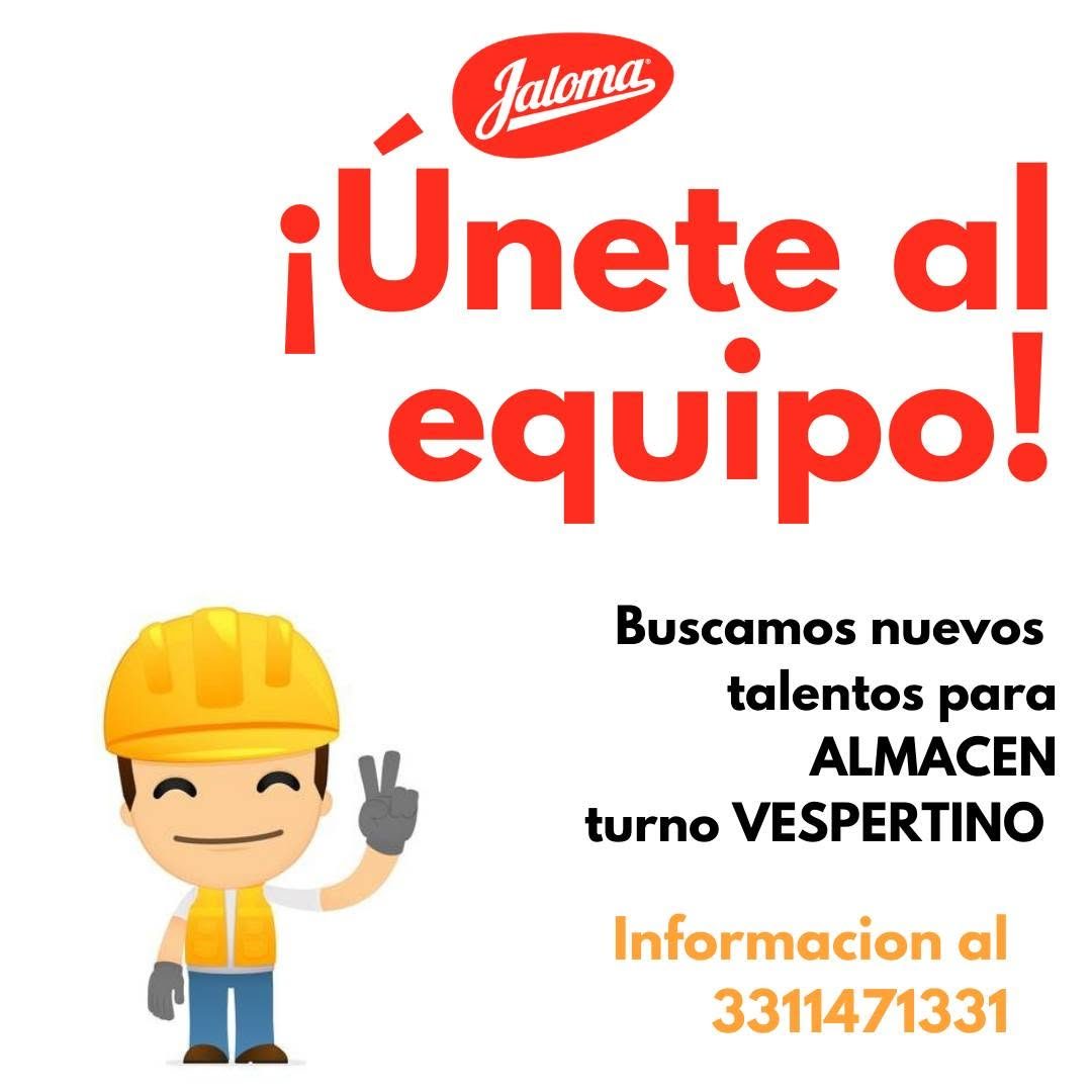 Banner del anuncio de la vacante: Salome · ¡Únete al · equipo! · Buscamos nuevos · talentos para · ALMACEN · turno VESPERTINO · Informacion al · 3311471331