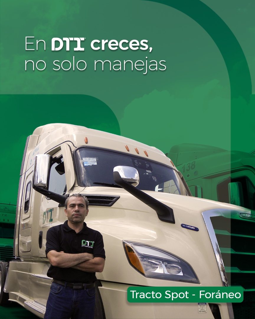 Banner del anuncio de la vacante: 72 · En Dir creces, · no solo manejas · 138 · Tracto Spot - Foráneo