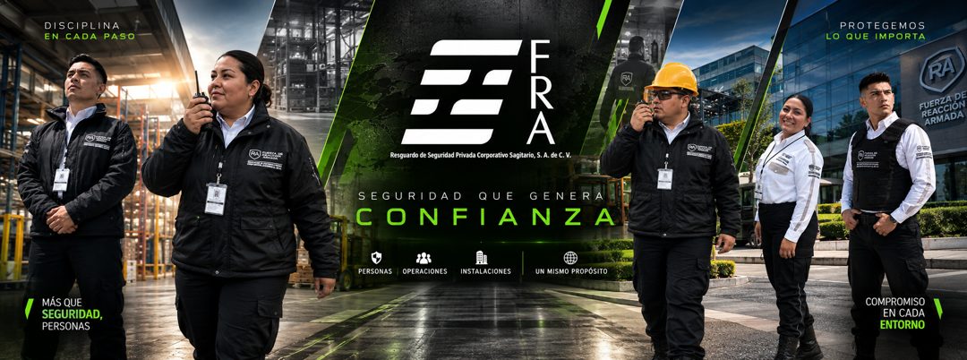 Banner del anuncio de la vacante: DISCIPLINA · EN CADA PASO · RAY KIERON · MÁS QUE · SEGURIDAD, · PERSONAS · Resguardo de Seguridad Privada Corporativo Sagitario, S. A. de C.
