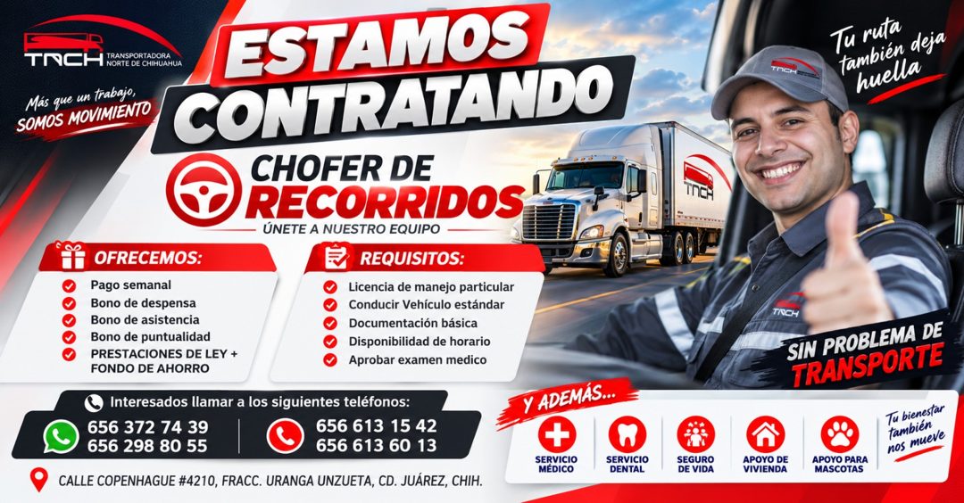 Banner del anuncio de la vacante: Más que un trabajo, · SOMOS MOVIMIENTO · ESTAMOS · CONTRATANDO · OFRECEMOS: · Pago semanal · Bono de despensa · Bono de asistencia · Bono de