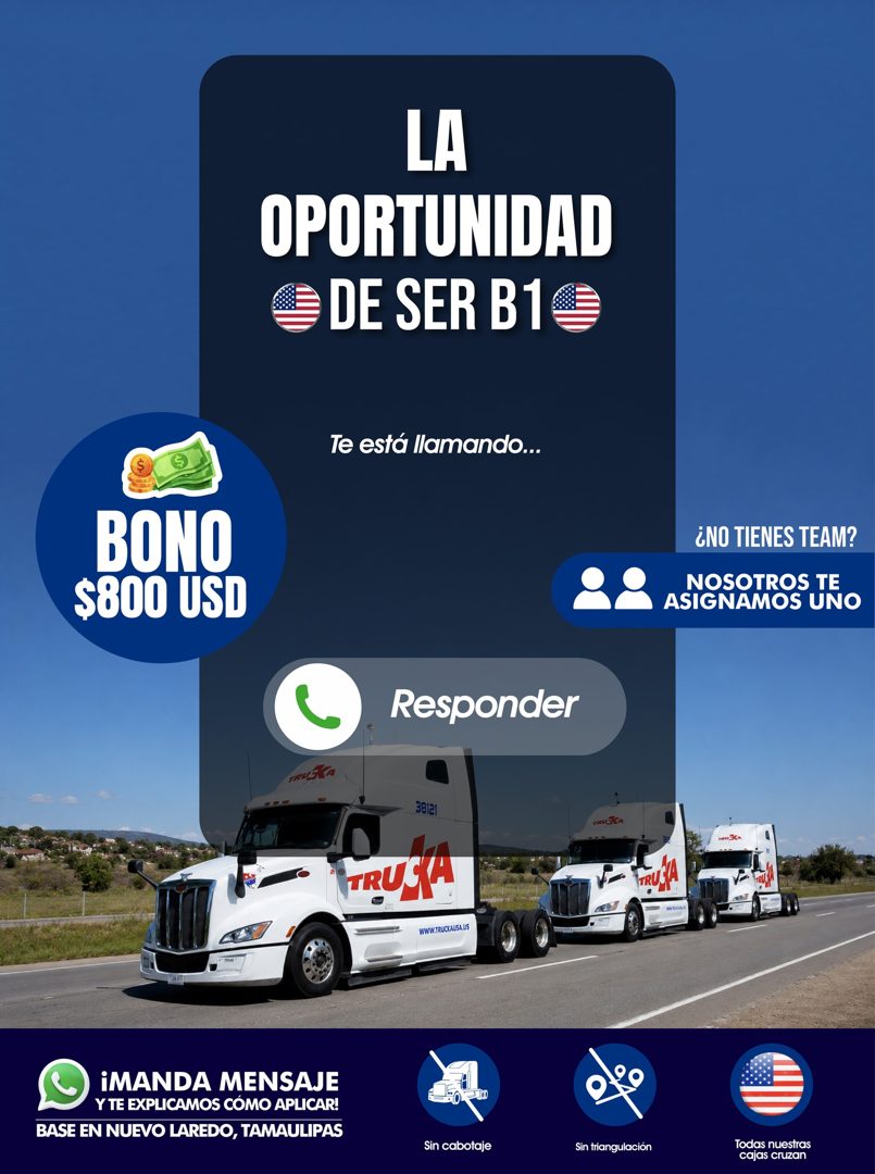 Banner del anuncio de la vacante: LA · OPORTUNIDAD · - DE SER B1G · Te está llamando... · BONO · $800 USD · ¿NO TIENES TEAM? · NOSOTROS TE · ASIGNAMOS UNO · Responder · TRUSK