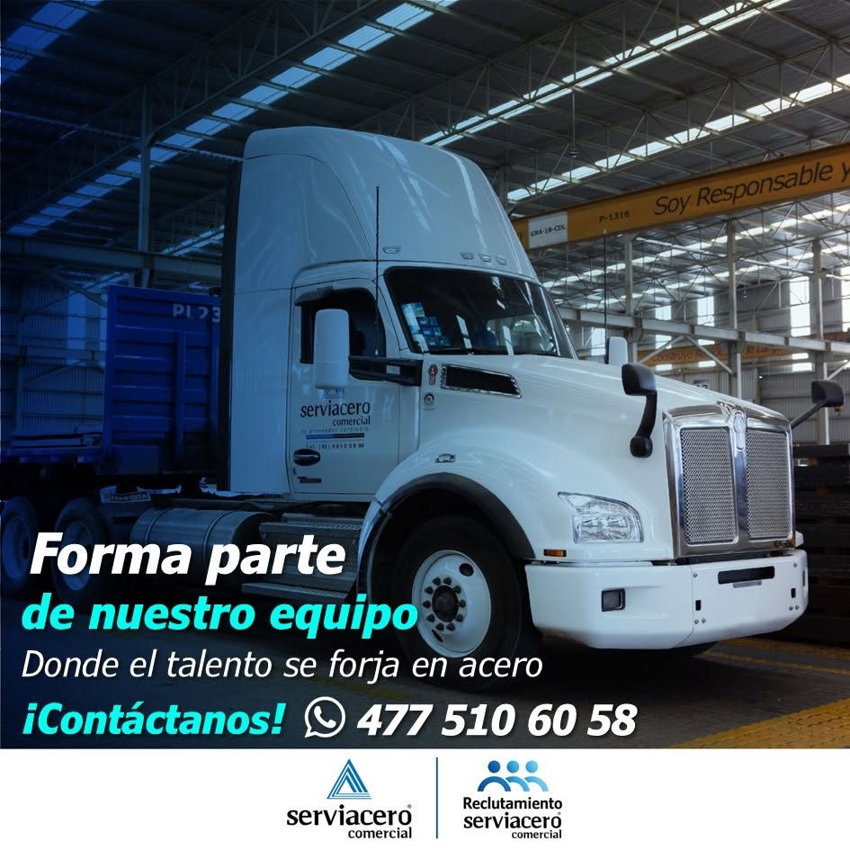 Banner del anuncio de la vacante: P-1316 · Soy Responsable ) · CRA-18-CDX · serviacero · comercial · Forma parte · de nuestro equipo · Donde el talento se forja en acero · ¡C