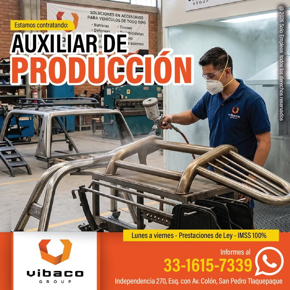 Banner del anuncio de la vacante: GBOUP · SOLUCIONES EN ACCESORIOS · PARA VEHICULOS DE TODO TIPO · Estamos contratando: · • Burreras · • Tirones · * Defensac · AUXILIAR DE · 