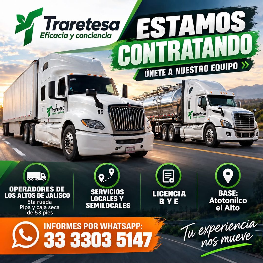 Banner del anuncio de la vacante: Traretesa · Eficacia y conciencia · ESTAMOS · CONTRATANDO · ÚNETE A NUESTRO EQUIPO » · Traretesa · Elctos y conomod · 80 · Traretesa · 46-BH