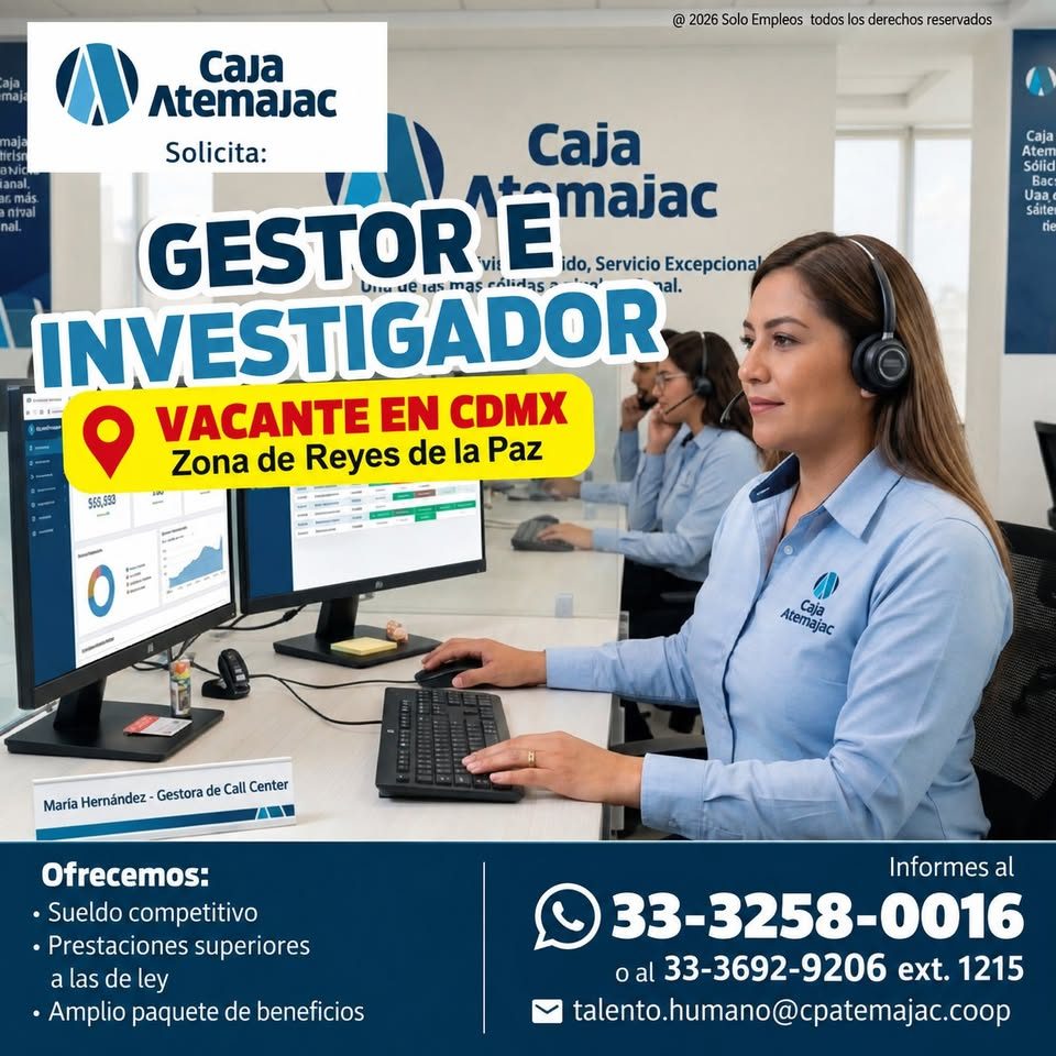Banner del anuncio de la vacante: @ 2026 Solo Empleos todos los derechos reservados · aja · maja · nelsn · aNid · lanal. · a6 más. · a nival · nal. · CaJa · Atemasac · Solici
