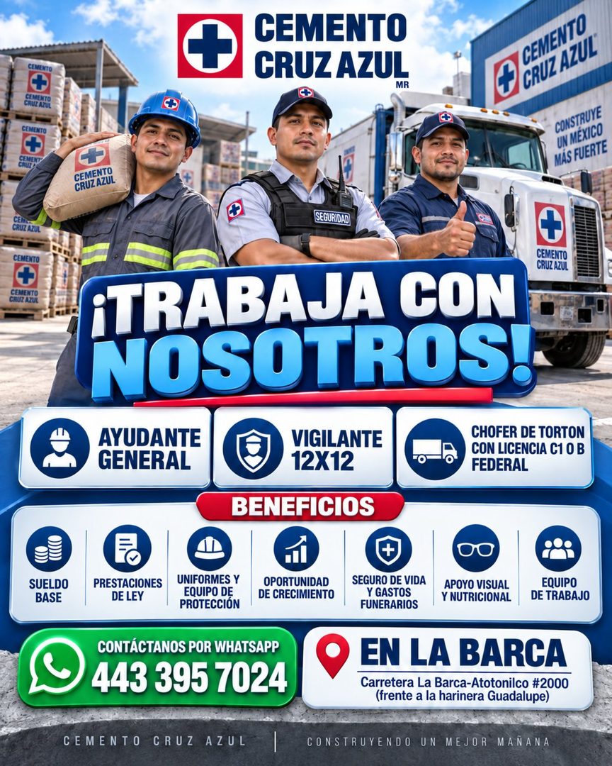 Banner del anuncio de la vacante: CEMENTO · FRUZAZUL · MR · CEMENTO · CEMEHTO · CRUZ AZUL · CEMENTO · CEMENT · CRUZC · CEMENTO · CRUZ AZUL · CENTE: · CRUZ AZUL · CEMENTO · CE
