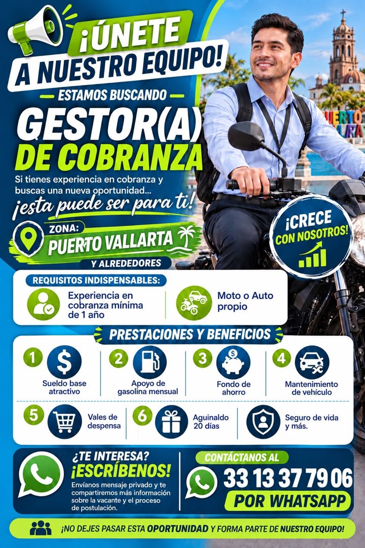 Banner del anuncio de la vacante: ¡UNETE · A NUESTRO EQUIPO! · - ESTAMOS BUSCANDO - · GESTOR(A) · DE COBRANZA · Si tienes experiencia en cobranza y · buscas una nueva oportun