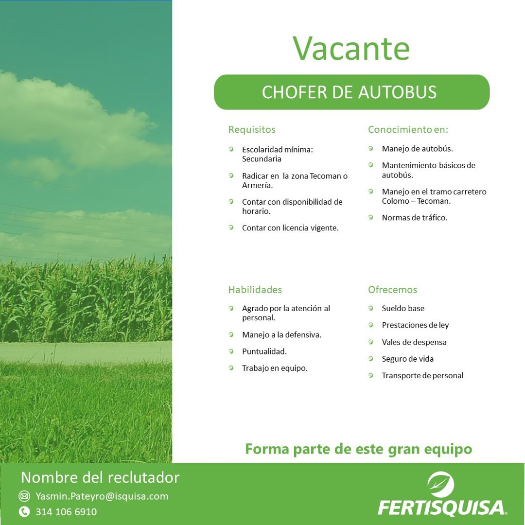 Banner del anuncio de la vacante